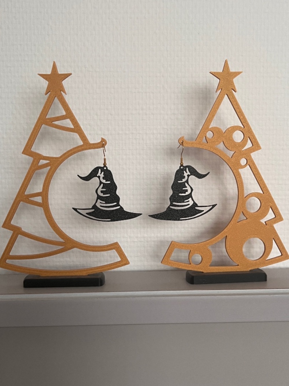 Black Witch Hat Dangle Earrings - Halloween Holiday